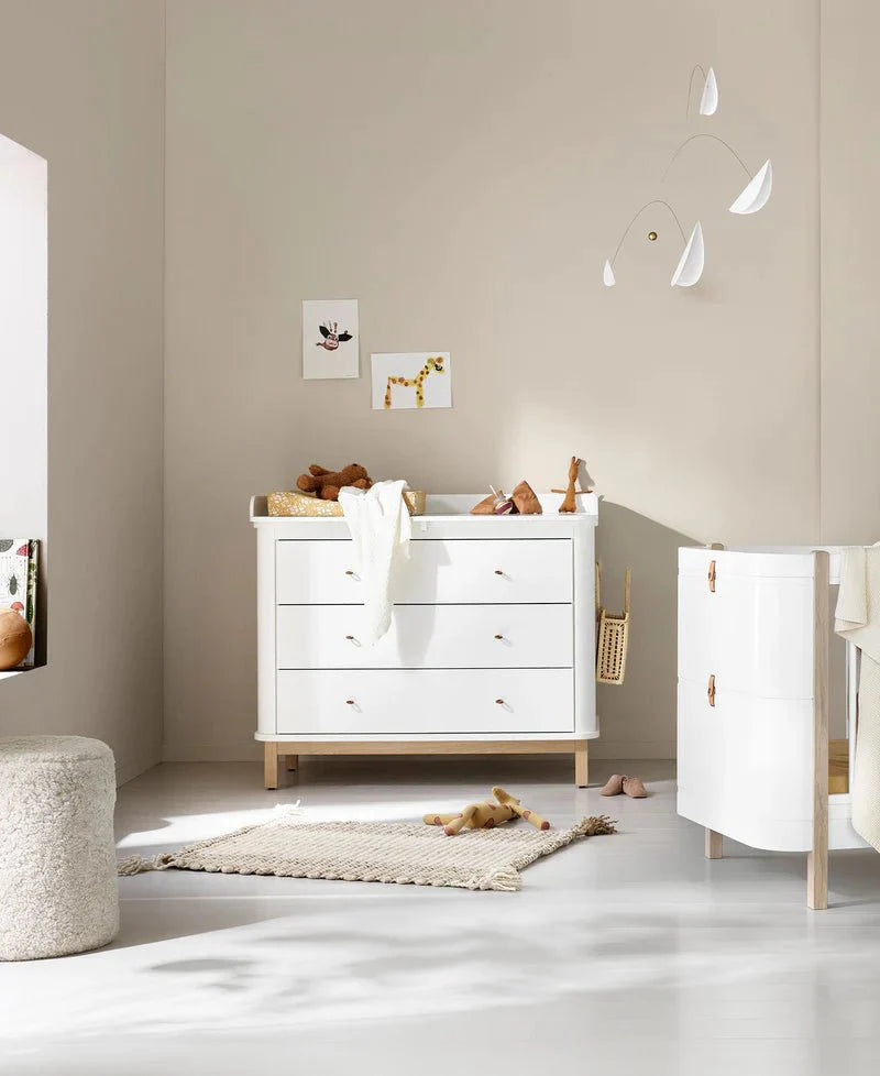 Wood Nursery Dresser 3 Drawers, White/Oak - Le Petit Marché Home Furniture