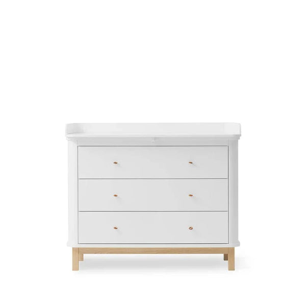 Wood Nursery Dresser 3 Drawers, White/Oak - Le Petit Marché Home Furniture