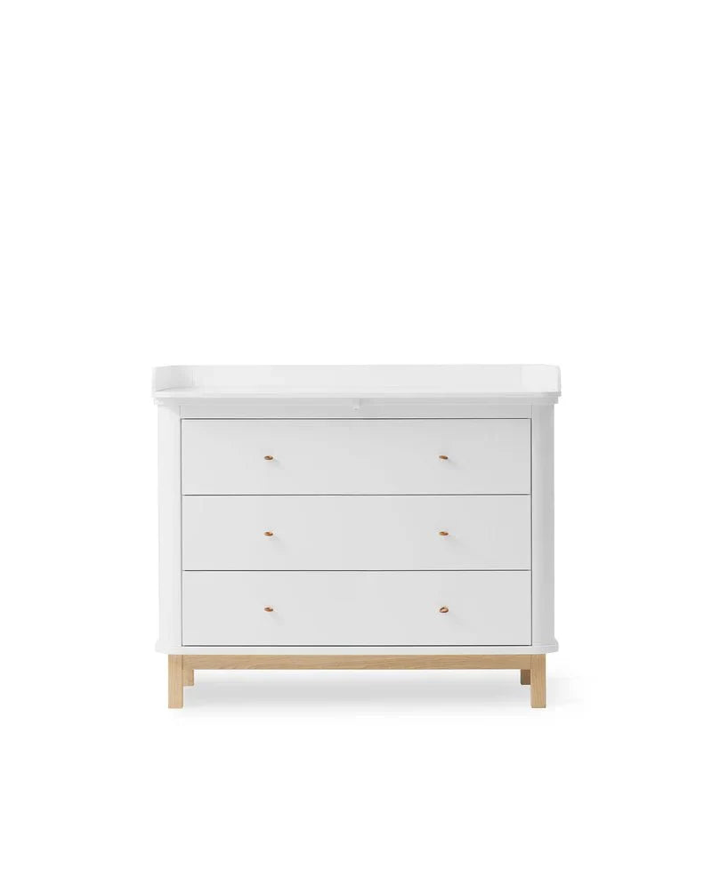 Wood Nursery Dresser 3 Drawers, White/Oak - Le Petit Marché Home Furniture