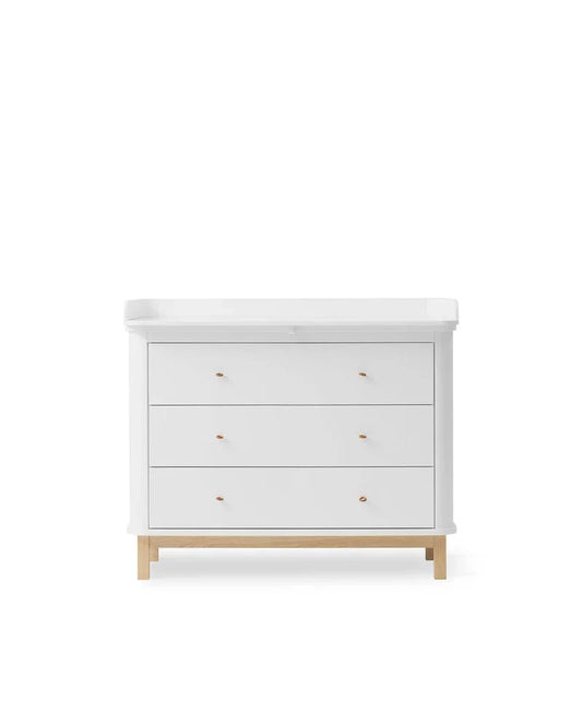 Wood Nursery Dresser 3 Drawers, White/Oak - Le Petit Marché Home Furniture