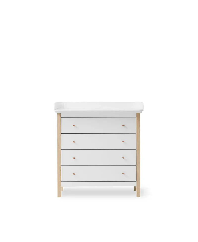 Wood Nursery Dresser 4 Drawers, White/Oak - Le Petit Marché Home Furniture