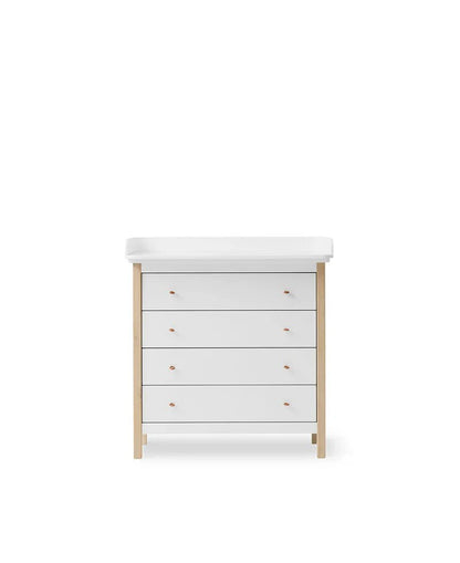 Wood Nursery Dresser 4 Drawers, White/Oak - Le Petit Marché Home Furniture