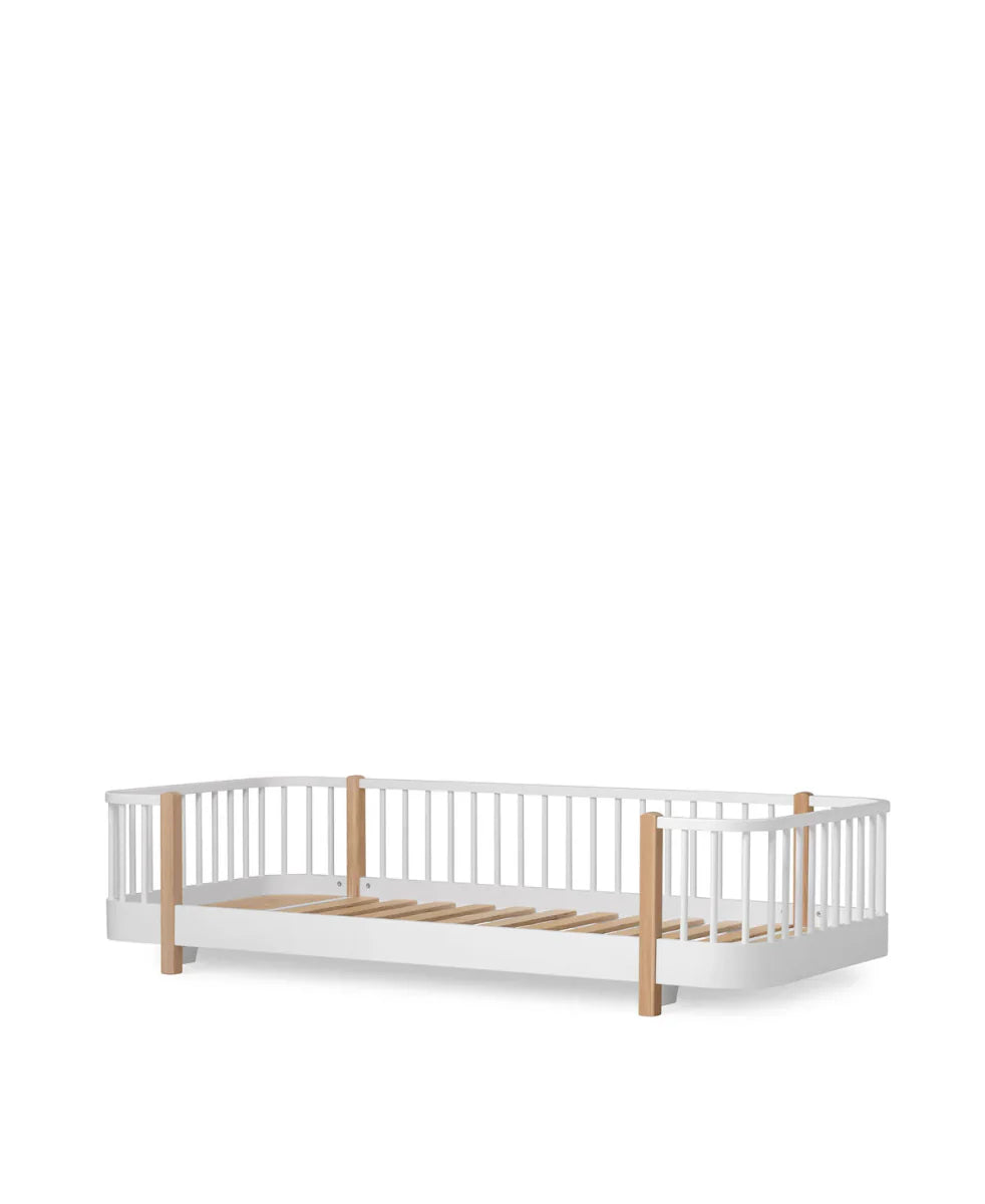 Wood Original Floor Bed, White/Oak - Le Petit Marché Home Furniture