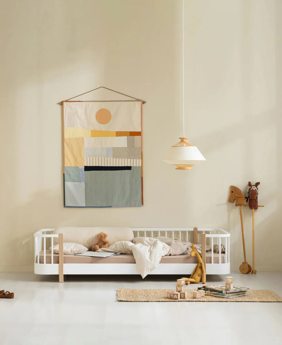 Wood Original Floor Bed, White/Oak - Le Petit Marché Home Furniture