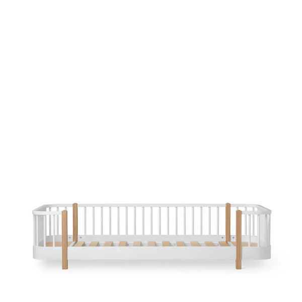 Wood Original Floor Bed, White/Oak - Le Petit Marché Home Furniture