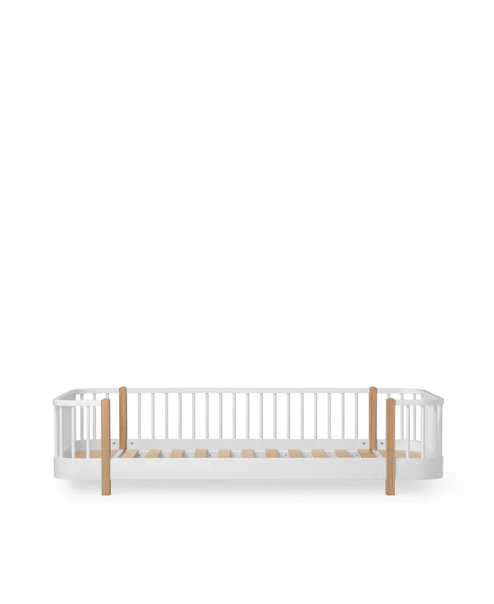Wood Original Floor Bed, White/Oak - Le Petit Marché Home Furniture
