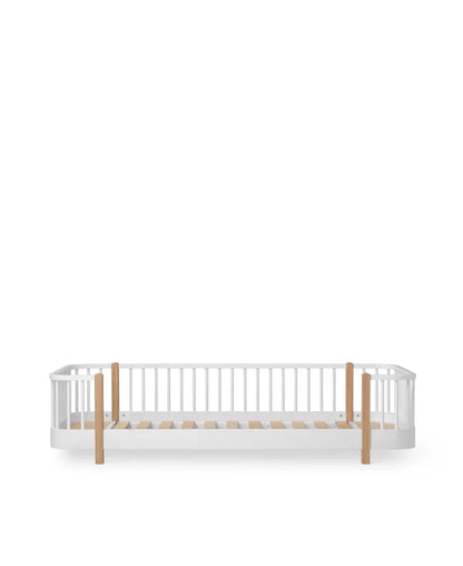 Wood Original Floor Bed, White/Oak - Le Petit Marché Home Furniture