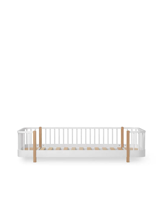 Wood Original Floor Bed, White/Oak - Le Petit Marché Home Furniture