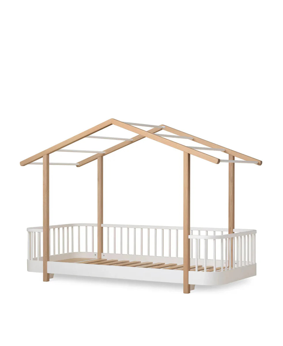 Wood Original House Bed, White/Oak - Le Petit Marché Home Furniture