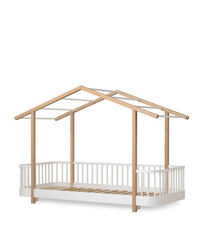 Wood Original House Bed, White/Oak - Le Petit Marché Home Furniture