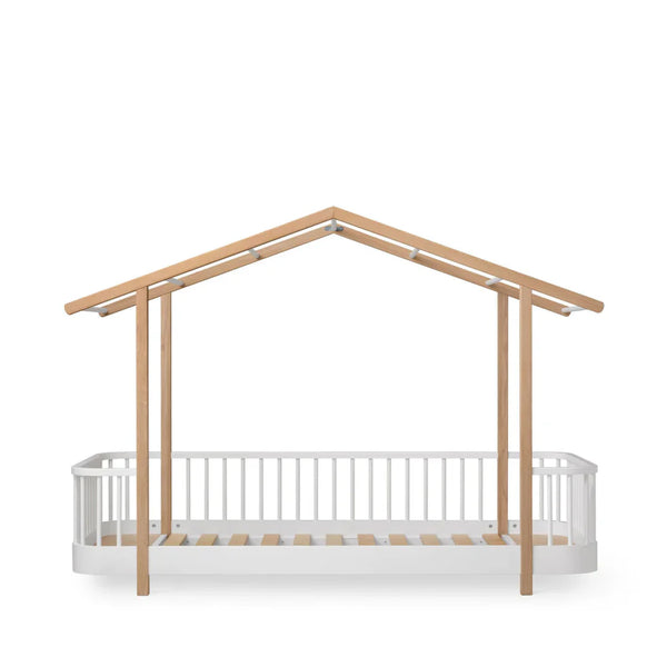 Wood Original House Bed, White/Oak - Le Petit Marché Home Furniture