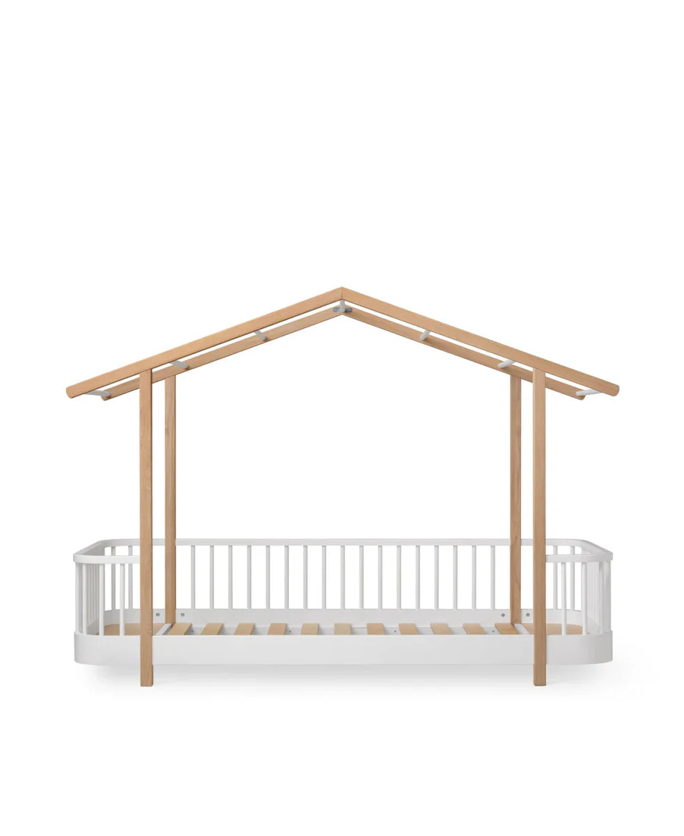 Wood Original House Bed, White/Oak - Le Petit Marché Home Furniture
