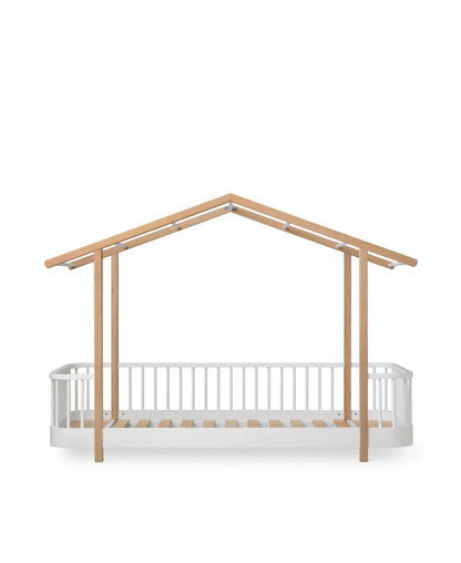 Wood Original House Bed, White/Oak - Le Petit Marché Home Furniture