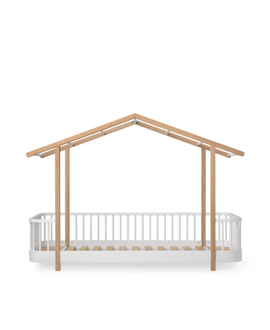 Wood Original House Bed, White/Oak - Le Petit Marché Home Furniture