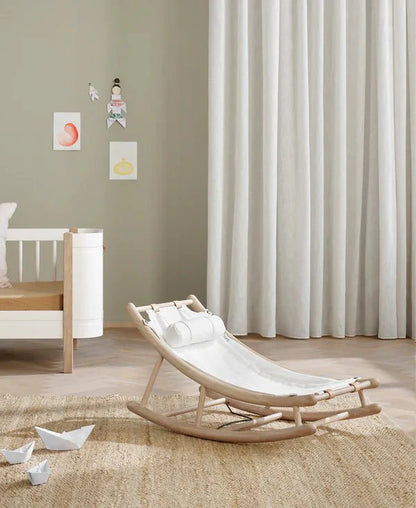 Wood Toddler Rocker, Oak/White - Le Petit Marché Home Furniture