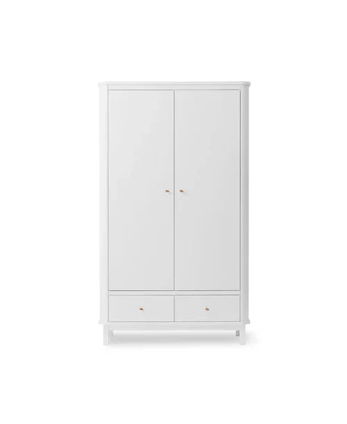 Wood wardrobe 2 door, white - Le Petit Marché Home Furniture