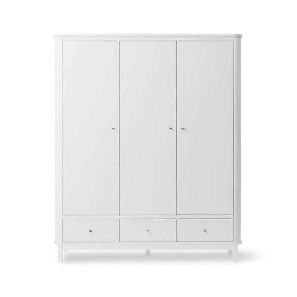 Wood Wardrobe 3 Doors, White (Pre - Order) - LPM Home