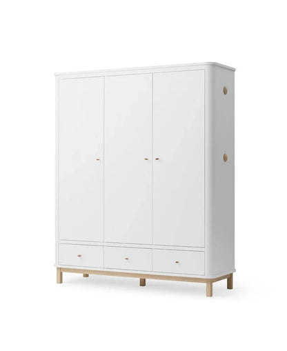 Wood Wardrobe 3 Doors, White/Oak (Pre - Order) - LPM Home