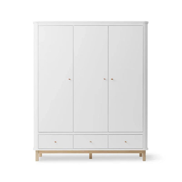 Wood Wardrobe 3 Doors, White/Oak (Pre - Order) - LPM Home