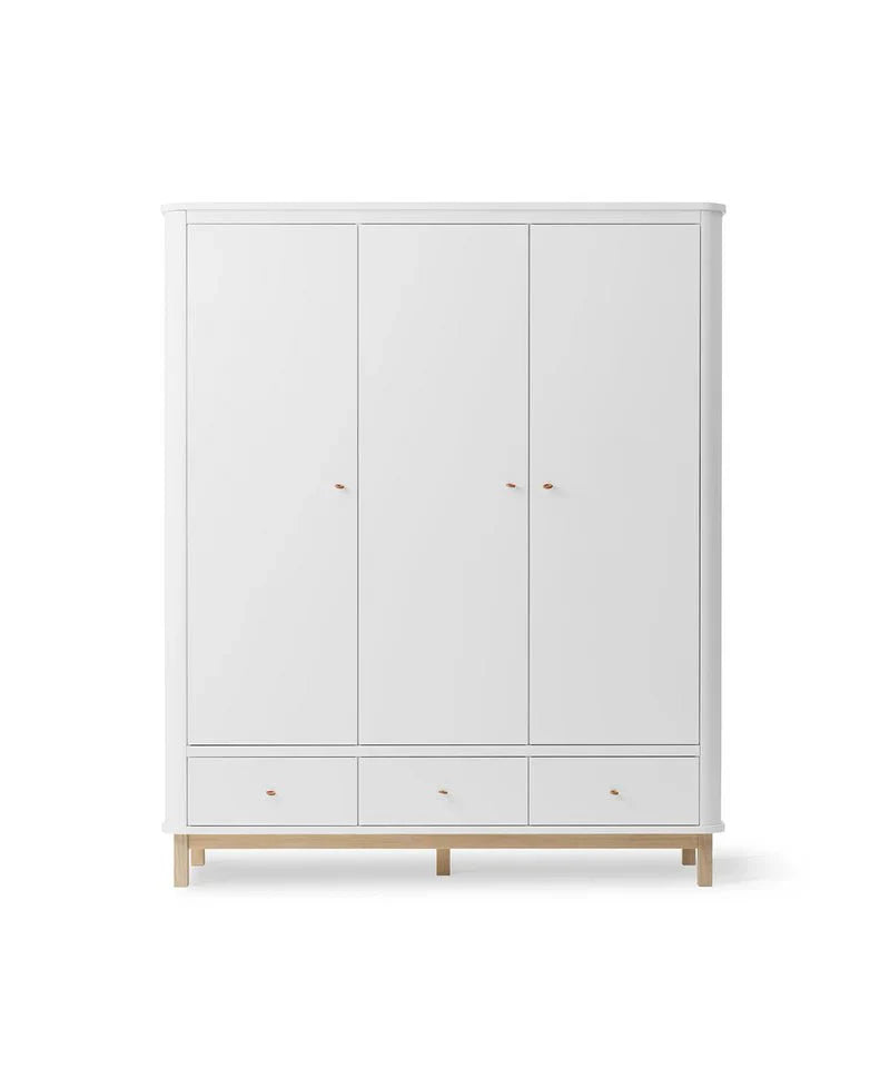 Wood Wardrobe 3 Doors, White/Oak (Pre - Order) - LPM Home