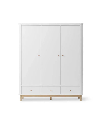 Wood Wardrobe 3 Doors, White/Oak (Pre - Order) - LPM Home