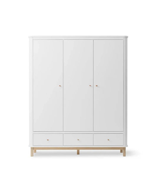 Wood Wardrobe 3 Doors, White/Oak (Pre - Order) - LPM Home